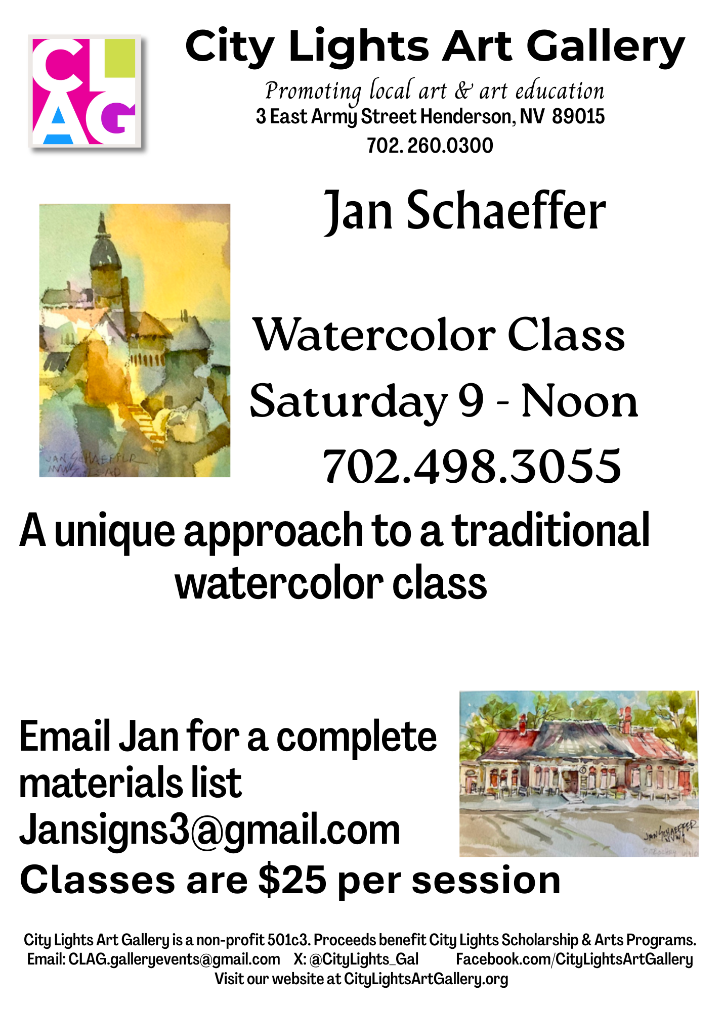 Watercolor Class with Jan 3