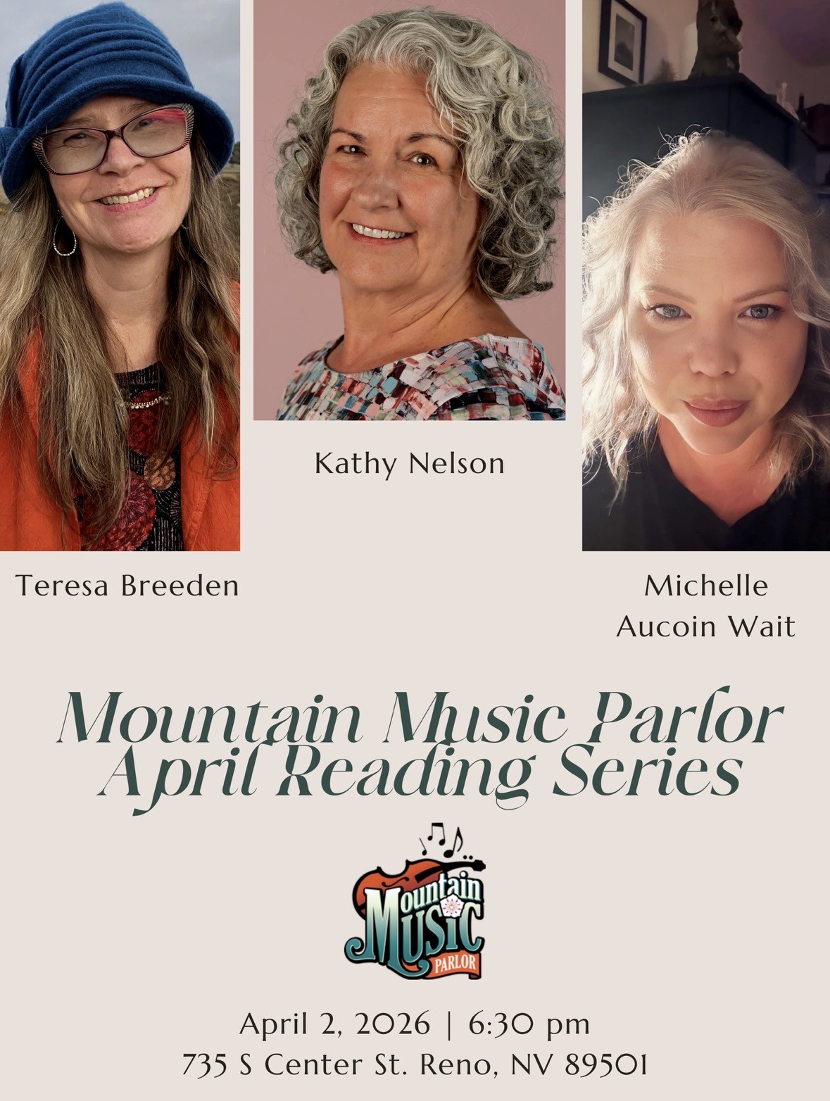 April Reading Series at Mountain Music Parlor, April 2 1