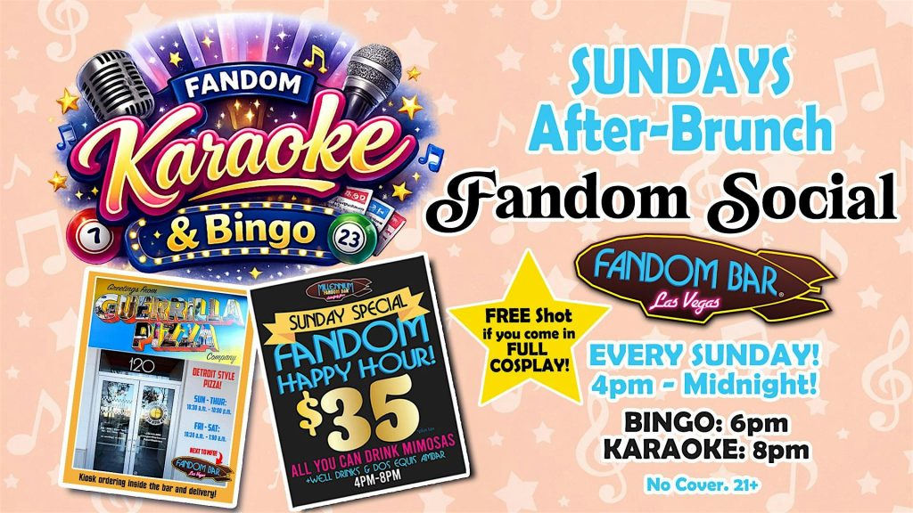 SUNDAYS After-Brunch! Fandom Bingo & Karaoke! 8